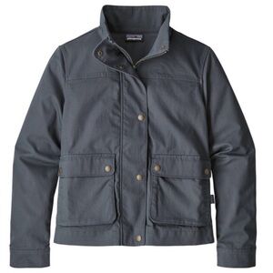 Patagonia Womens Prairie Dusk Barn Jacket Smolder Blue Military Style Coat Sz S